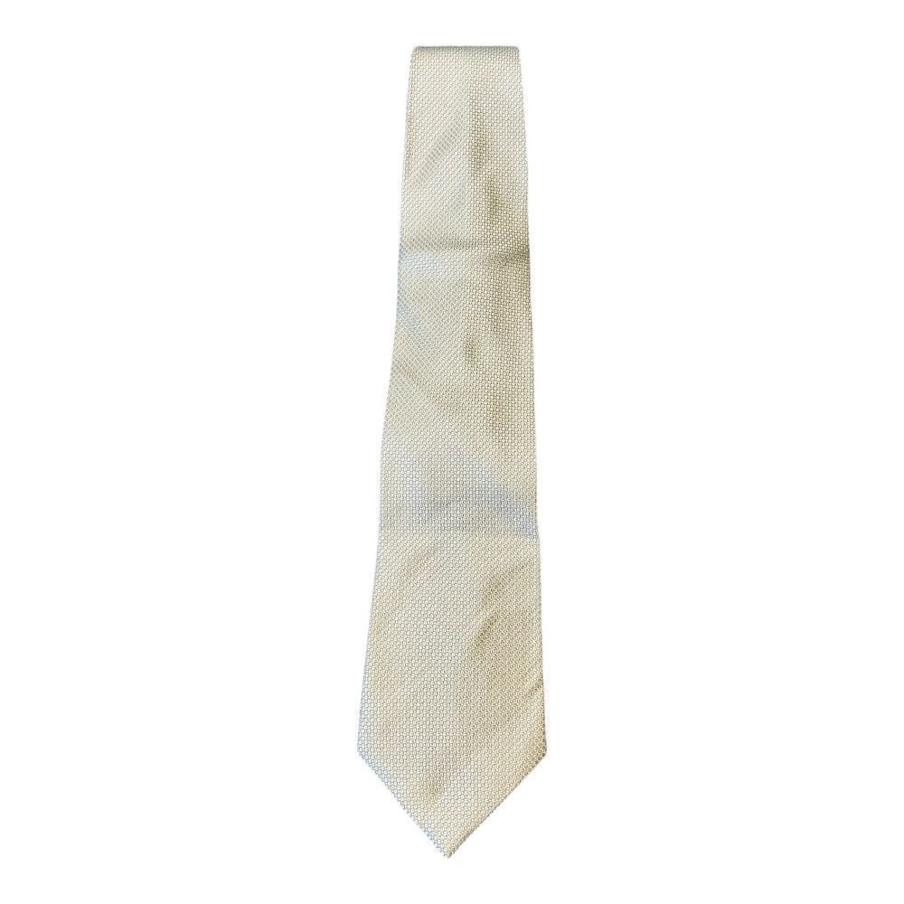 Calvin Klein Mens Gold Geometric Print Silk Classic Neck Tie